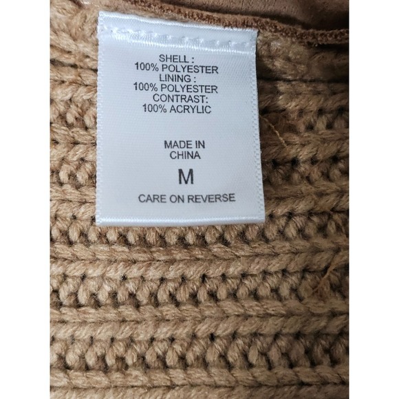 New York & CO Faux Suede Sherpa‎ Lined Sleeveless Cardigan Tan Jacket Size M - Picture 7 of 8